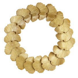 JUMBO DECOR Gold Metal Wreath Wall Decor, 17.5'' Large Round Artificial Wreath for Front Door, Gold Foil Ginkgo Leaf Design Door Wreath for Christmas, Window, Wedding, Party Decoration