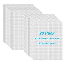 20 Pieces 7 Count Plastic Mesh Canvas Sheets, 8 x 12 Inch Plastic Canvas Plastic Mesh Sheet, Eye Mesh for Embroidery, Acrylic Yarn Crafting, Knit Crochet Projects and Make Dividers