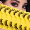 False Eyelashes Natural Half Lashes, 6D Cat Eyelashes Dramatic Fluffy