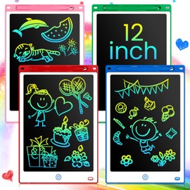 Epakh 4 Pcs 12 Inch LCD Writing Tablet Doodle Board for Kids Digital Erasable Drawing Pad with Colorful Screen Educational for 3-10 Years Old Girls Boys(White Border)