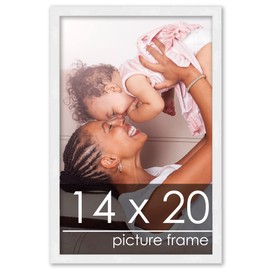 Poster Palooza 14x20 Frame White Solid Pine Wood Picture Frame | UV Acrylic, Foam Board Backing & Hanging Hardware