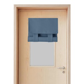 BETTELOOM Small Solid Cozy Blackout Door Window Curtains, Quick and Easy Installed Without Tools, Block Lights, Heat.Offer Privacy for Office,classrooms and House(12" Wx30 L, 1 Piece,Stone Blue)