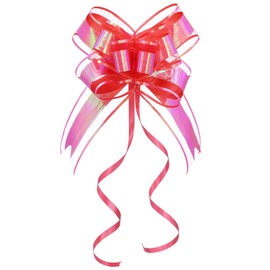 Large Bow for Gift Wrapping - Iridescent Red Gift Bow for Gift Baskets, Premium Ribbon Pull Bows for Women, Valentine's Day, Christmas, Holiday Party Decorations(6 inches, 10PCS)