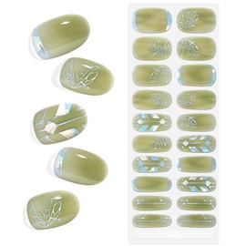 Semi Cured Gel Nail Stickers Salon-Quality Semicured Gel Nail Wraps Long Lasting Semi-Cured Gel Nail Strips for Women Manicure (Cocoon to Butterfly M097)