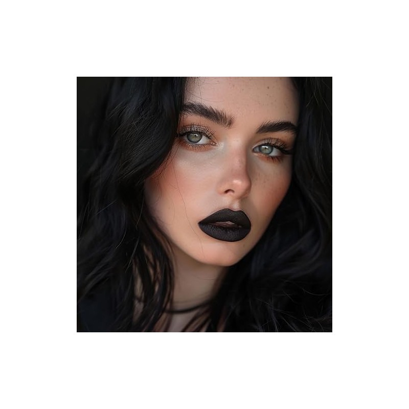 DE'MUMU- Lápiz labial negro mate para mujer, lápiz labial de
