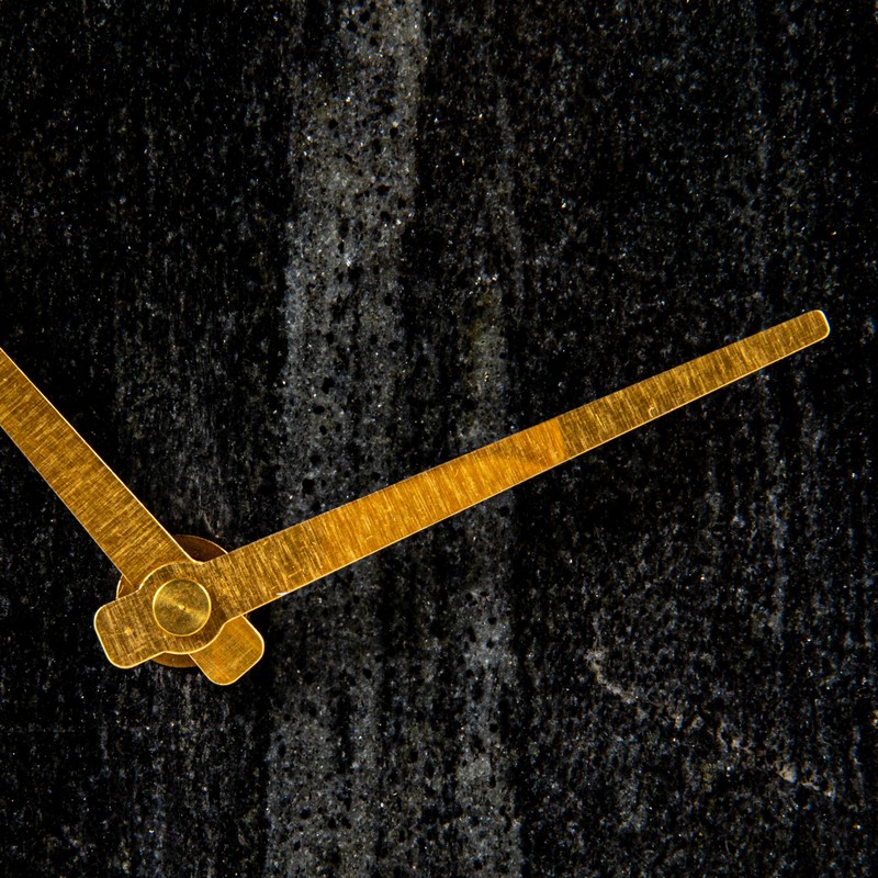 Bloomingville Decorative Half Moon Marble Mantel Clock, Black and Gold