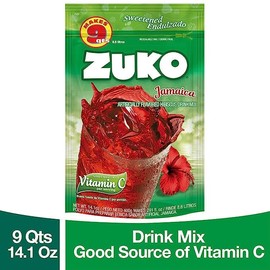 ZUKO Jamaica Instant Powder Drink, Family Pack, No Sugar Needed, Vitamin C, 14.1 Oz (Pack of 6)