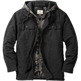 Legendary Whitetails Men's Maplewood Hooded Shirt Jacket, Black Heather