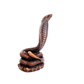 Blue Orchid King Cobra Figurine, Fortune and Feng Shui Snake, Good Luck Protection Amulet Sculpture, Small Resin Statue, Amber Resin 5 Inches