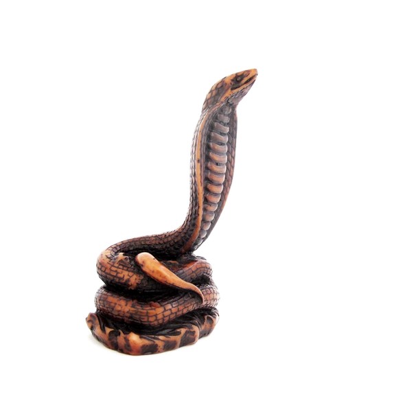 Blue Orchid King Cobra Figurine, Fortune and Feng Shui Snake,