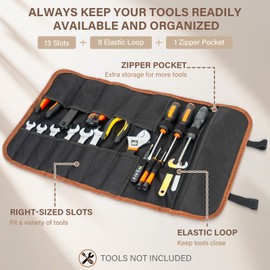 Roll-Up Motorcycle Tool Bag - Multi-Pocket Organizer Pouch NOT Included | Small Tool Storage Bag Wrench Roll Tool Kit, Motorbike Accessory Gear for Harley Dirt Bike UTV Outdoor Riders