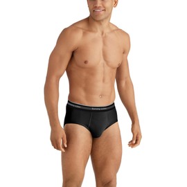 Tommy John Men's Comfort Micro Brief Underwear - 3-Pack, Brushed Microfiber for Comfort, 4-Way Stretch & Stay-Put Waistband (Black/Turbulence/Monument, X-Large)