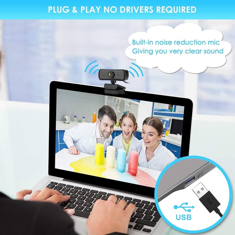 ASHATA HD Webcam USB Camera Built-in Microphone Computer Accessories 4K