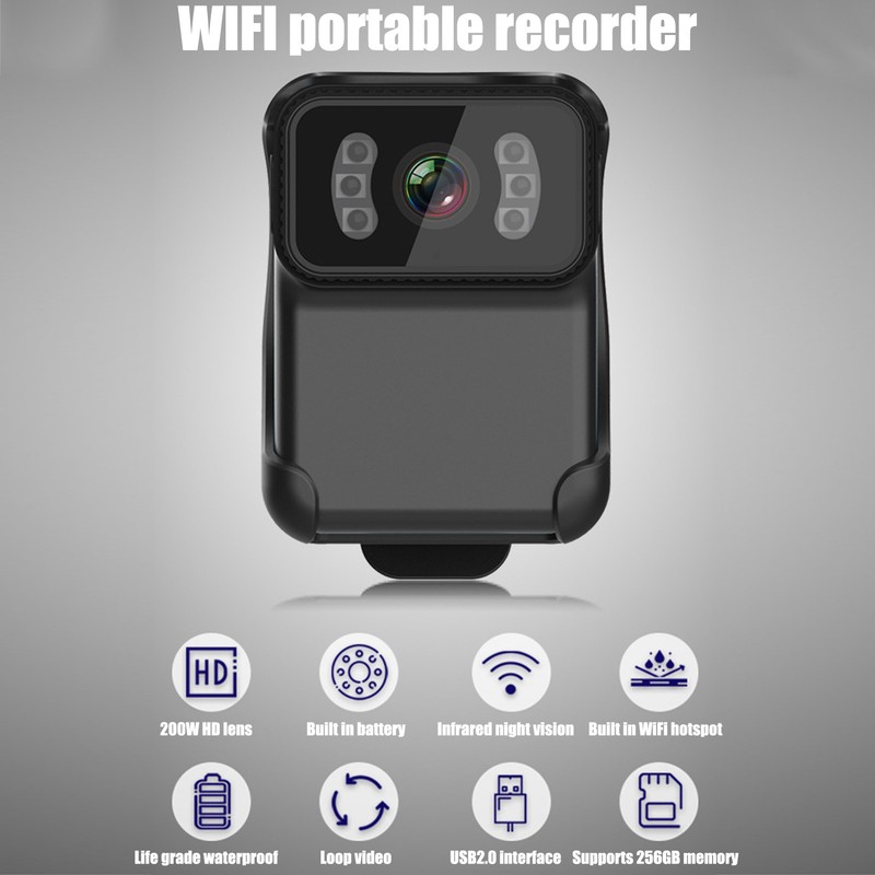 1080P HD Body Worn Camera with Microphone Wireless Night Vision