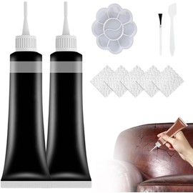 2PCS Advanced Leather Repair Gel, New Leather Repair Coloured Cream Gel, Professional Leather Repair Kit for Car Seat Vinyl Repair Kit for Car Seat Multifunctional Couch and Jacket Repair Kit (Black)