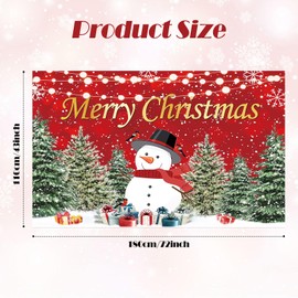 Bigqin Christmas Banner, 180 x 110 cm Christmas Garage Door Banner, Red Merry Christmas Background Banner for Christmas Indoor and Outdoor Christmas Party Wall Decorations