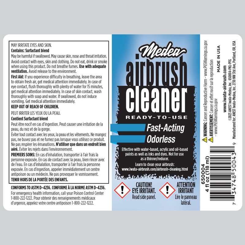 Medea Airbrush Cleaner 4 oz – Ready-to-Use Solution for Airbrushes,