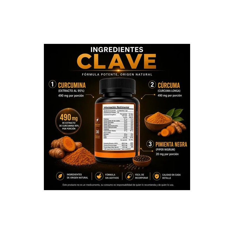 Curcumina Ultra De 60 Cápsulas 500 Mg A4h