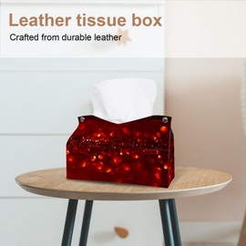 2 Pack Tissue Box Cover Holder, Colorful Christmas Tree Leaves Pattern Rectangle Leather Tissue Case, Decorative Organizer for Tabletop, Bathroom, Car, Office