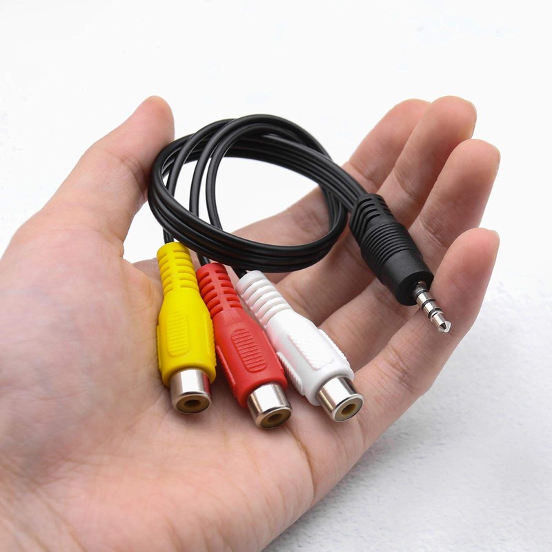 EMSea 2Pcs 3.5mm Male to 3 RCA Female Adapter Cables