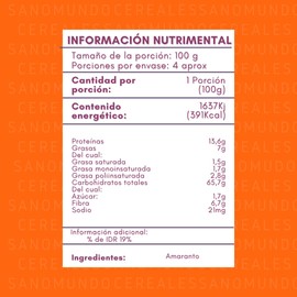 Sano Mundo - Amaranto Inflado Orgánico 350 gr | 100% Orgánico | Libre de Gluten | Alto en Proteínas