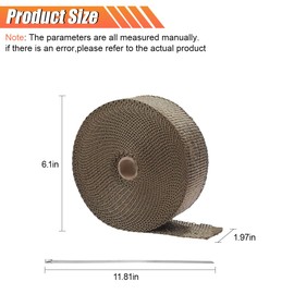 Tuxihapp 1.97'' x 49 Ft Car Exhaust Heat Wrap Roll, Lava Fiber Heat Shield Pipe Insulation Roll with Stainless Steel Ties, Titanium Exhaust Thermal Protection Tape for Motorcycle (50FT/15M)