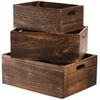 Frcctre Set of 3 Wood Nesting Storage Crates with Handles,