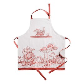 Maison d' Hermine Holy Jouy 100% Cotton 1 Piece Kitchen Apron with an Adjustable Neck & Centre Pocket with Long Ties for Women Men Chef Cooking Restaurant Home (Red, 70cm x 85cm)
