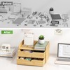 Desk Organizer with Drawers - Bamboo Desktop Organizer Storage |