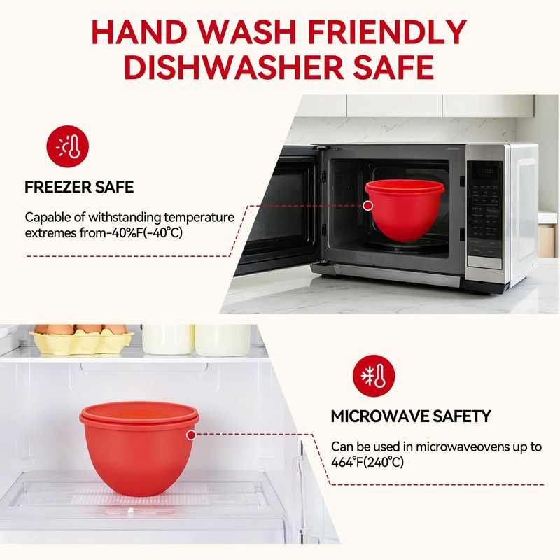 3PCS Silicone Bowl Liners with Lids for KitchenAid Tilt-Head 5QT