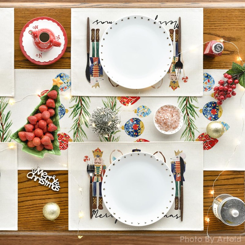 Artoid Mode Nutcracker Merry Christmas Placemats Set of 4, 30