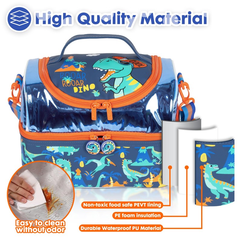 YOYTOO Kids Double Decker Cooler Insulated Lunch Bag, Back to