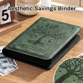 100 Envelopes Money Saving Challenge Binder, Money Saving Binder with 25 Clear Numbered Pockets & 3 Savings Trackers, A5 Savings Challenge Book, Money Saving Book for Cash Stuffing Gift