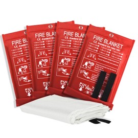 Smilco Fire Blanket 4 Pack - 40" x 40" Fiberglass Emergency Fire Blanket for Home and Kitchen, Bedroom, Camping, Grill, Fireplace, Easy,Safe for Young Adults and Seniors