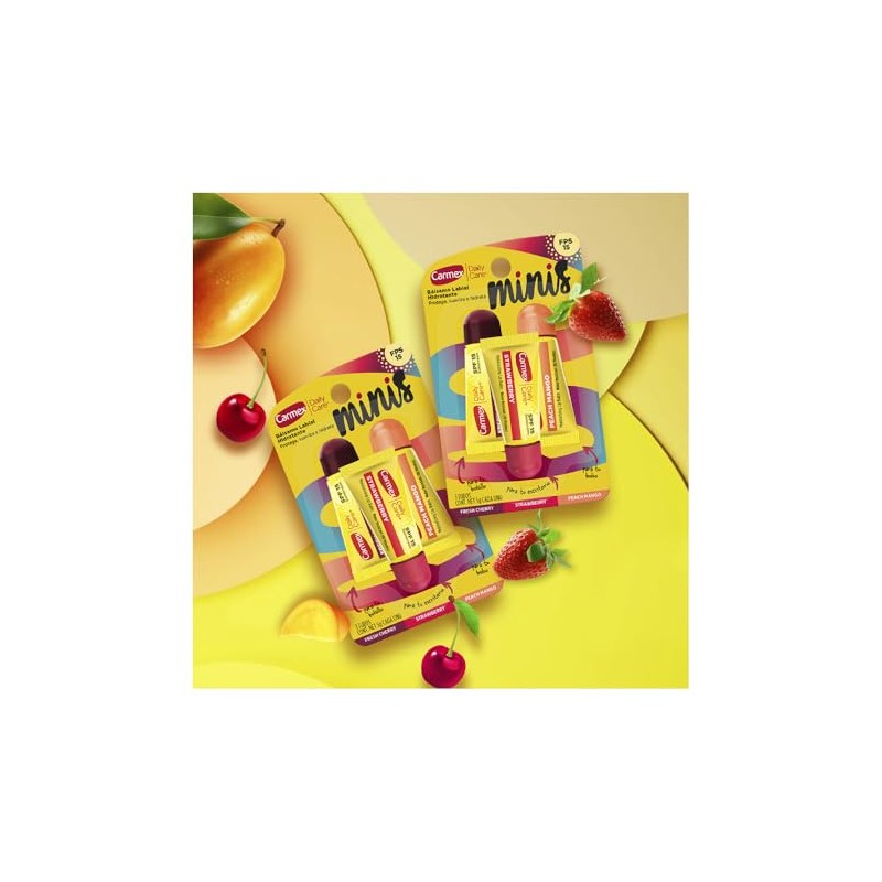 Bálsamo Labial Carmex Minis 3 Tubos Fresa, Cereza, Mango 5