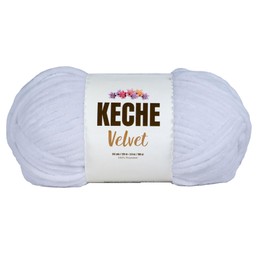 Keche Velvet Yarn for Crocheting, Soft Chenille Bulky Baby Blanket Amigurumi Yarn 100 gr (132 yds) - White