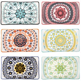 Coloch 6 Pack Ceramic Retangular Serving Platter, 8.5 Inch Appetizer Plate Pasta Dessert Plates Dinner Plates for Snack, Salad, Appetizer, Sushi, Microwave Dishwasher Safe