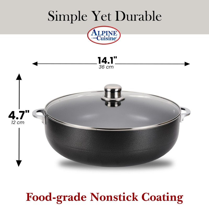 Alpine Cuisine Non-Stick Dutch Oven 11 Quart with Glass Lid
