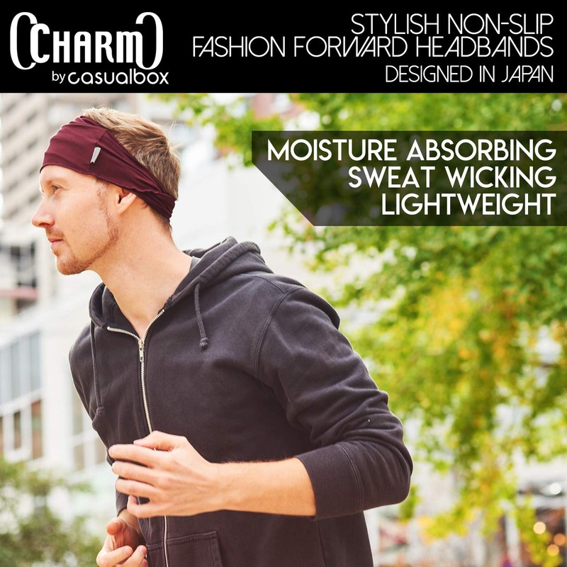 CHARM Mens Elastic Japanese Headband - Long Hair Bandana Womens
