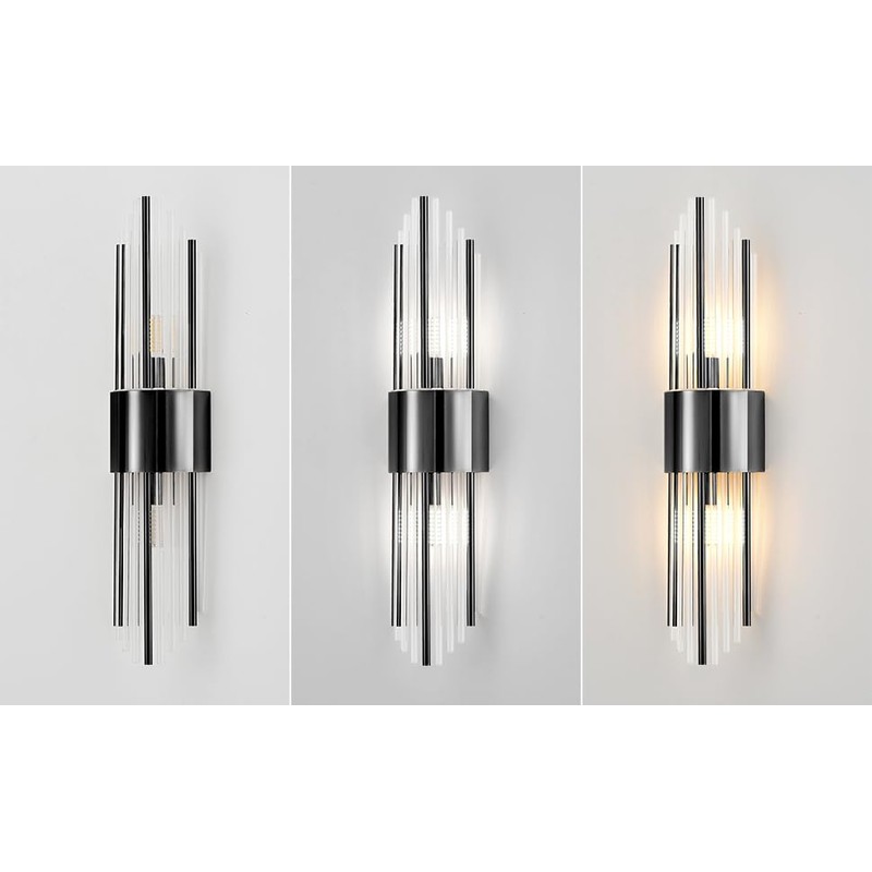 Ondersley Modern Wall Sconce Titanium Black Metal with Clear Class