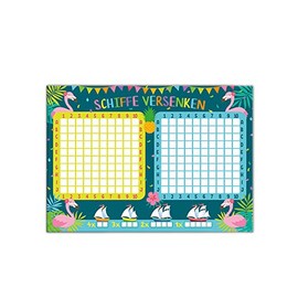 Junaversum 10 Game Blocks Ships Sinking / Blocks DIN A6 (Flamingo) 25 Sheets Each