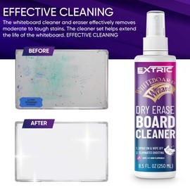Whiteboard Cleaner 8.5 Ounces White Board Cleaning Spray, Dry Erase Board Cleaner and a Microfiber Cleaning Cloth (1) Non-Toxic Dry Erase Cleaner Spray