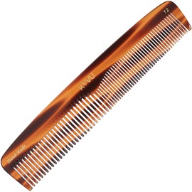 KYVU Handmade Cellulose Acetate Comb T2, 22.3 cm, FINE & COARSE Teeth, Tortoiseshell Colour, Hair Styling for Men & Women