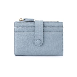 CHAOFANXI Women's Purse with RFID Blocking, Bifold Leather Small Wallet for Women, Small and Short Format Wallet with Multiple Compartments, B/Blue, B/Blue, Modern