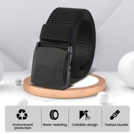 Men's Work Belt, Tactical Belt, Adjustable Nylon Outdoor Fabric Belt, 130 cm Motion Fabric Belt, for Outdoor Sports, Camping, Work and Travel (Black), black