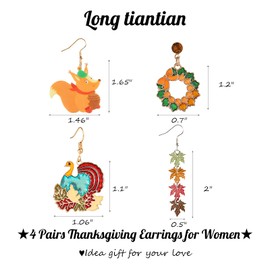 Thanksgiving Earrings for Women Turkey Pumpkin Red Maple Leaf Earrings Faux Leather Fall Drop Dangle Earrings for Thanksgiving Day Christmas Fall Holiday Jewelry Gifts Stocking Stuffers