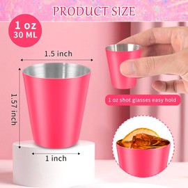 SMAODSGN 30 Pieces Pink Shot Glasses Stainless Steel 1 oz Unbreakable Metal Vintage Shot Cups Mini Tumble Shot Glass Bachelorette Wedding Favor Bulk for 21st Party Barware