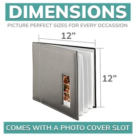pbf Scrapbook Photo Album 12x12, Guest Book with Photo Insert, Scrapbook Album for Pictures, Memory Book, Wedding 2x6 printed pages photobooth