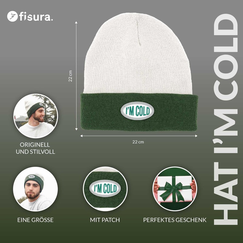 FISURA Unisex Gorro Invierno Hat, Cold, green and grey