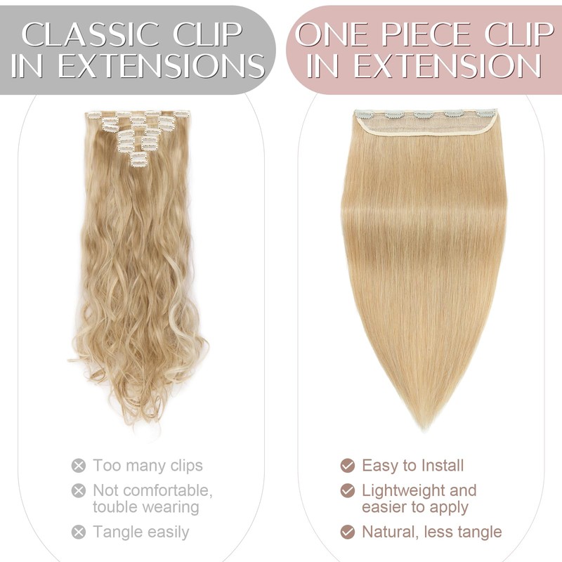 20 inch One Piece Clip in Human Hair Extension -